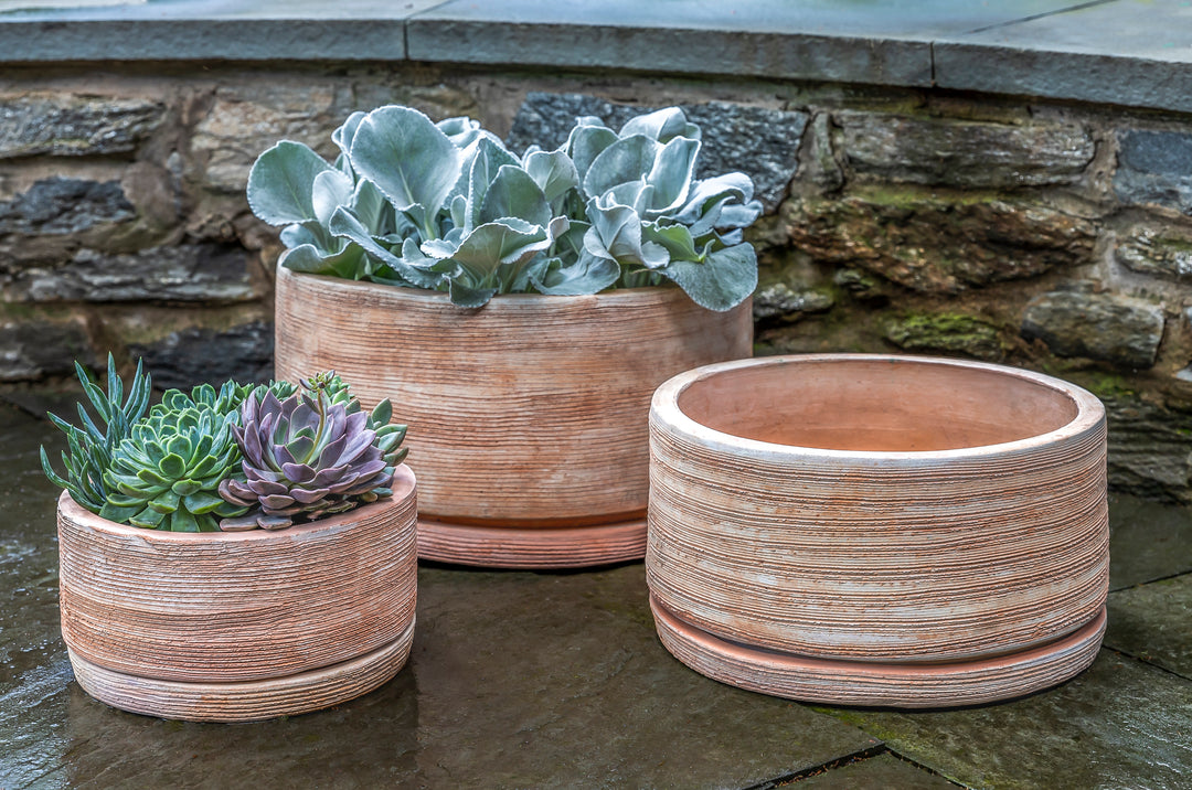 Low Sgraffito Planter -Terra Cotta