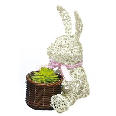 Gardener Select® White Wicker Bunny Topiary